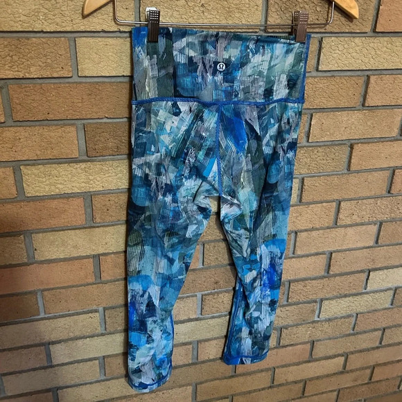 Lululemon Wunder Under Crop Hi-Rise 21" Sun Dazed Multi Blue Leggings Size 4 - Picture 4 of 7
